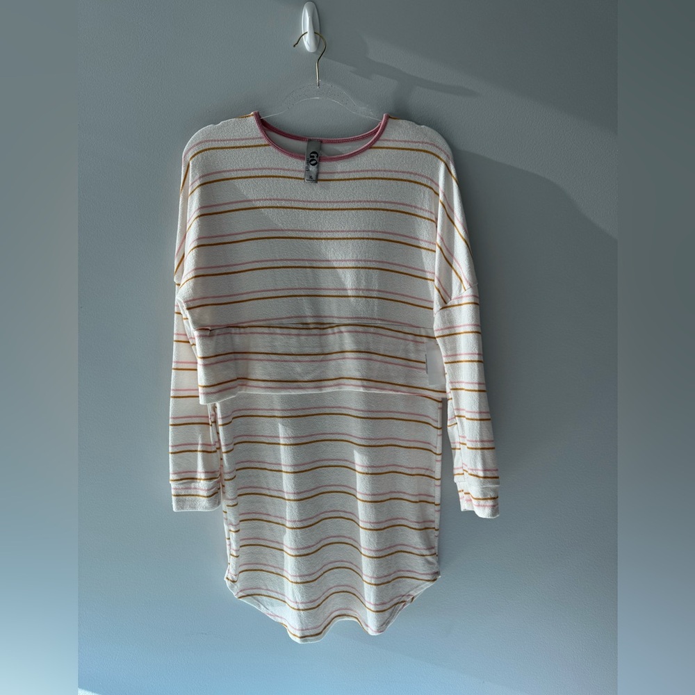 Go Couture Striped Mini Dress - Cream and Pink